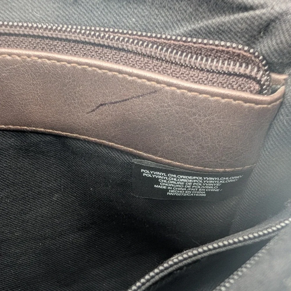 Liz Claiborne Brown‎ Faux Leather Crossbody Messenger Bag Flap Closure